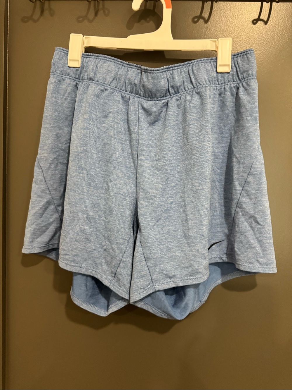 Nike Women's Heather Light Blue Layered Athletic Shorts